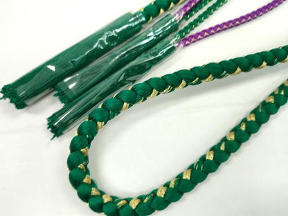 平和屋着物●和装小物　振袖用帯締め　飾り付き　つまみ細工　花　飾り玉　パール　萌葱色　金糸　撚り房　逸品　未使用　CABC0996ju