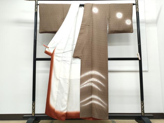 平和屋着物▼訪問着 刺繍 蛍暈し 草葉文 正絹 逸品 CABC1225th