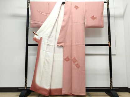 平和屋着物▼訪問着 モール織 天井花文 薄紅色 正絹 逸品 CABC1226th