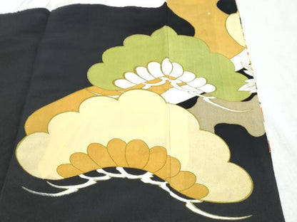 平和屋着物▼豪華黒留袖 刺繍 尾長鳥花文 金彩 正絹 逸品 CABC1228th