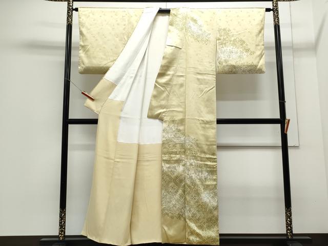 平和屋着物▼訪問着 手描き 飛鳥花文 暈し染め 正絹 逸品 CABC1230th