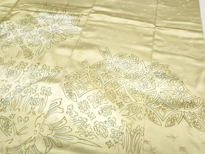 平和屋着物▼訪問着 手描き 飛鳥花文 暈し染め 正絹 逸品 CABC1230th
