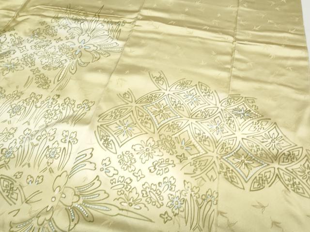 平和屋着物▼訪問着 手描き 飛鳥花文 暈し染め 正絹 逸品 CABC1230th