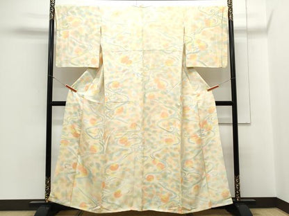 平和屋着物▼上質な小紋 地紋起こし 花唐草文 暈し染め 正絹 逸品 CABC1258th