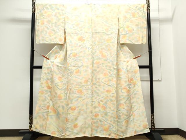 平和屋着物▼上質な小紋 地紋起こし 花唐草文 暈し染め 正絹 逸品 CABC1258th