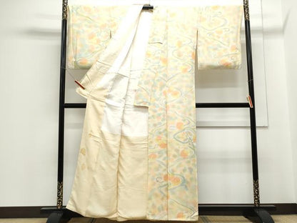 平和屋着物▼上質な小紋 地紋起こし 花唐草文 暈し染め 正絹 逸品 CABC1258th