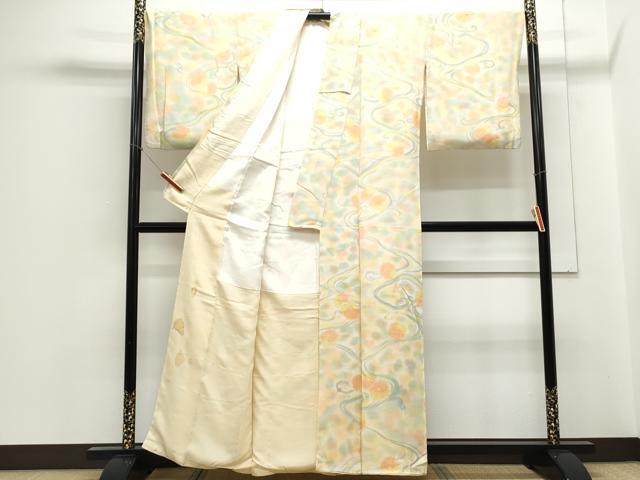 平和屋着物▼上質な小紋 地紋起こし 花唐草文 暈し染め 正絹 逸品 CABC1258th