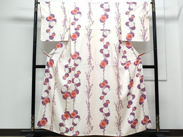 平和屋着物▼上質な小紋 草花間道 暈し染め 金彩 正絹 逸品 CABC1261th
