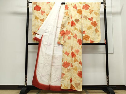 平和屋着物▼上質な小紋 地紋起こし 草花文 正絹 逸品 CABC1268th