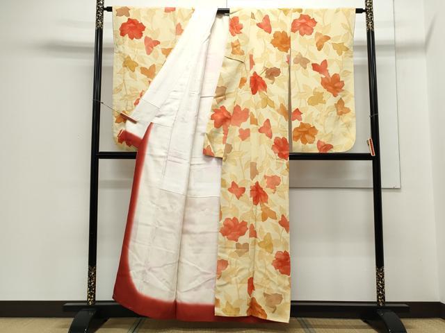 平和屋着物▼上質な小紋 地紋起こし 草花文 正絹 逸品 CABC1268th