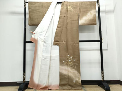 平和屋着物▼訪問着 枝花文 暈し染め 金銀彩 正絹 逸品 CABC1292th