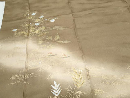 平和屋着物▼訪問着 枝花文 暈し染め 金銀彩 正絹 逸品 CABC1292th