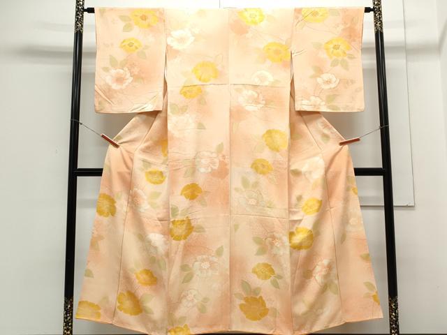 平和屋着物▼上質な小紋 地紋起こし 草花文 暈し染め 正絹 逸品 CABC1310th