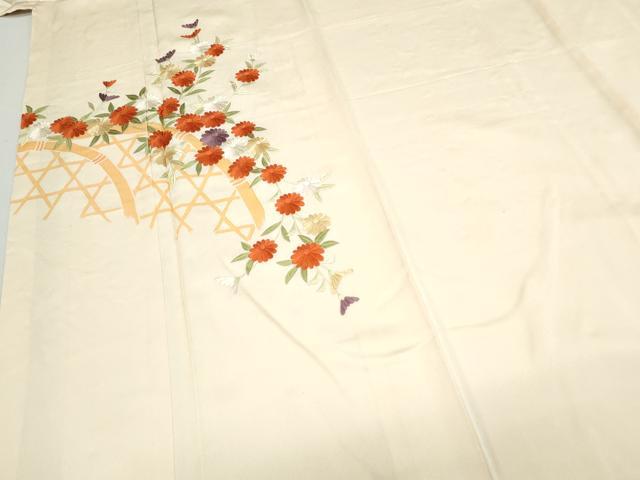 平和屋着物▼訪問着 総刺繍 籬花文 金糸 正絹 逸品 CABC1341th