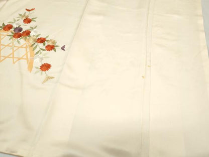 平和屋着物▼訪問着 総刺繍 籬花文 金糸 正絹 逸品 CABC1341th