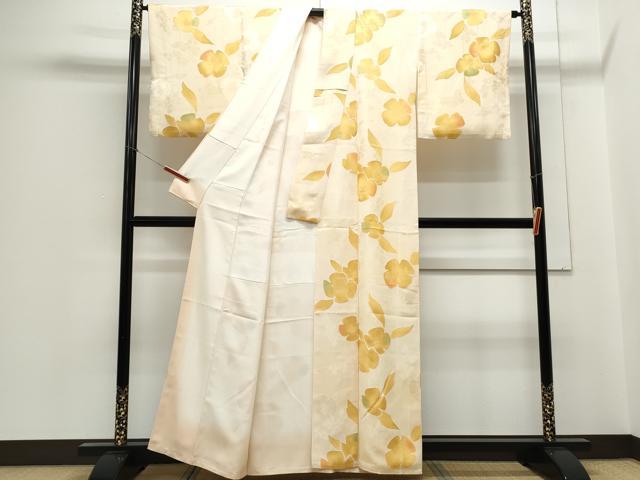 平和屋着物▼上質な小紋 地紋起こし 草花文 正絹 逸品 CABC1345th
