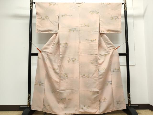 平和屋着物▼上質な小紋 地紋起こし 風景文 正絹 逸品 CABC1346th