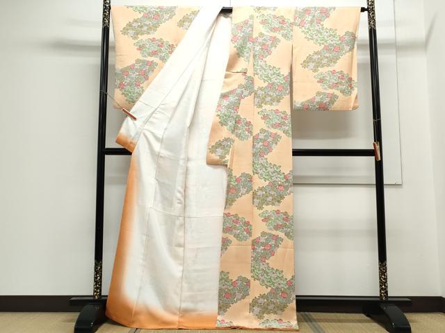 平和屋着物▼上質な小紋 草花文 暈し染め 金彩 正絹 逸品 CABC1349th