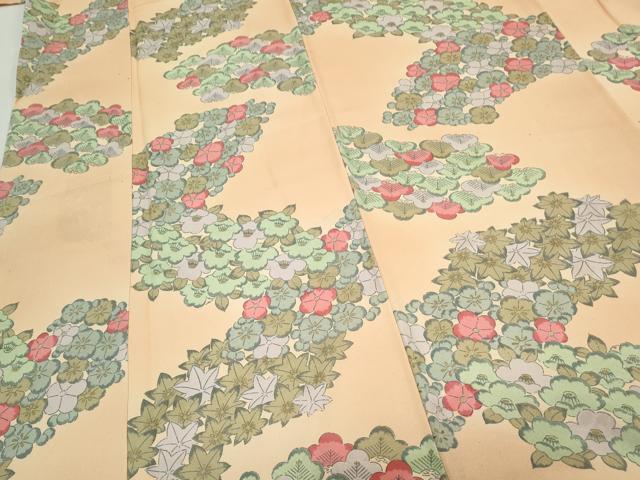 平和屋着物▼上質な小紋 草花文 暈し染め 金彩 正絹 逸品 CABC1349th