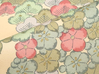 平和屋着物▼上質な小紋 草花文 暈し染め 金彩 正絹 逸品 CABC1349th
