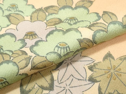 平和屋着物▼上質な小紋 草花文 暈し染め 金彩 正絹 逸品 CABC1349th