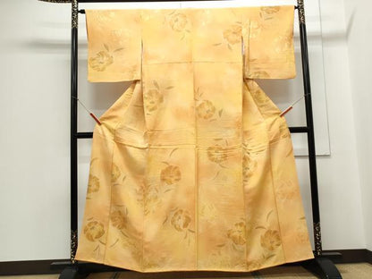 平和屋着物▼上質な小紋 地紋起こし 草花文 暈し染め 正絹 逸品 CABC1389th