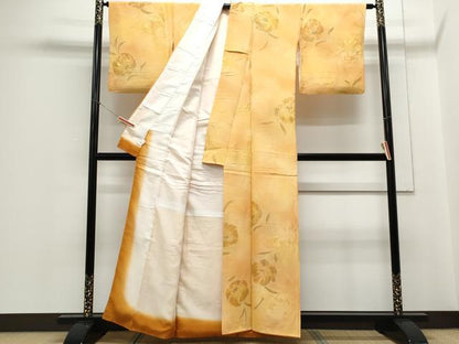 平和屋着物▼上質な小紋 地紋起こし 草花文 暈し染め 正絹 逸品 CABC1389th
