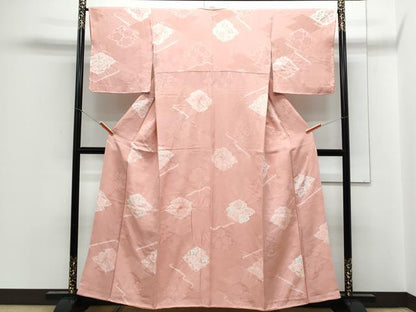 平和屋着物▼上質な小紋 絞り 地紋起こし 吉祥花文 正絹 逸品 CABC1413th