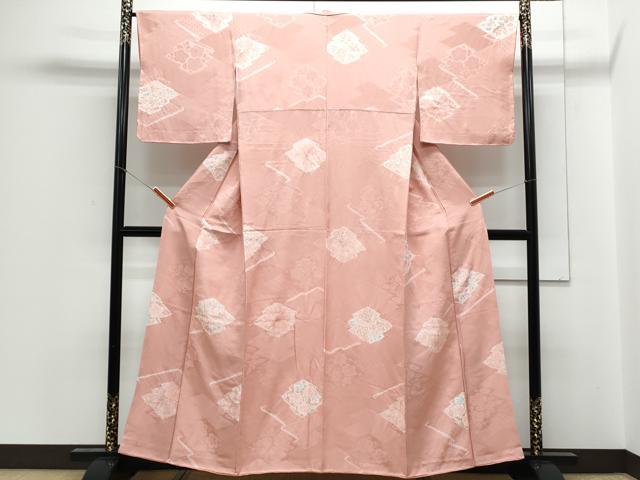 平和屋着物▼上質な小紋 絞り 地紋起こし 吉祥花文 正絹 逸品 CABC1413th
