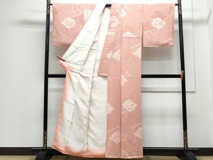 平和屋着物▼上質な小紋 絞り 地紋起こし 吉祥花文 正絹 逸品 CABC1413th