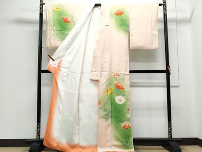 平和屋着物▼訪問着 作家物 手描き 草花文 暈し染め 正絹 逸品 CABC1444th