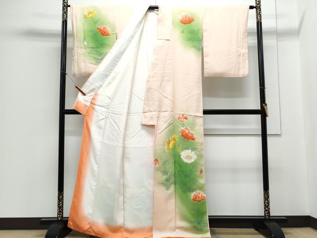 平和屋着物▼訪問着 作家物 手描き 草花文 暈し染め 正絹 逸品 CABC1444th