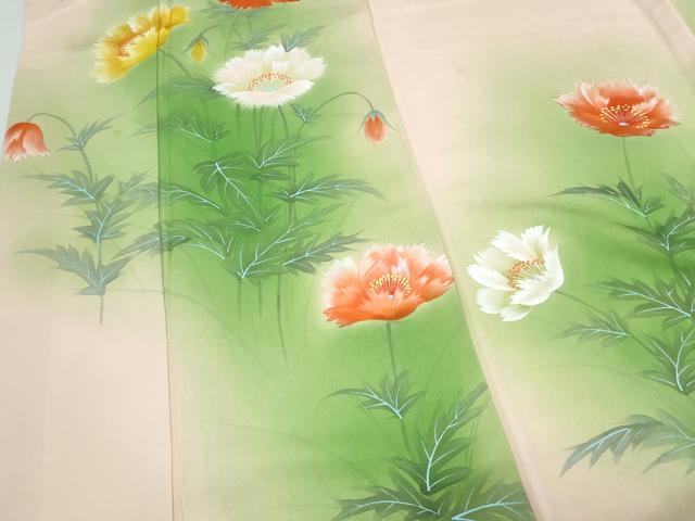 平和屋着物▼訪問着 作家物 手描き 草花文 暈し染め 正絹 逸品 CABC1444th