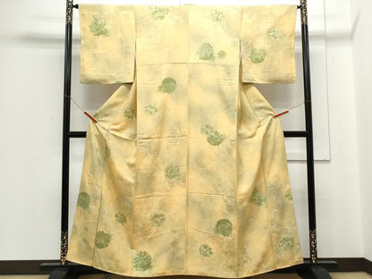 平和屋着物▼上質な小紋 地紋起こし 草花文 暈し染め 正絹 逸品 CABC1473th