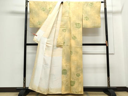 平和屋着物▼上質な小紋 地紋起こし 草花文 暈し染め 正絹 逸品 CABC1473th