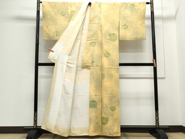 平和屋着物▼上質な小紋 地紋起こし 草花文 暈し染め 正絹 逸品 CABC1473th