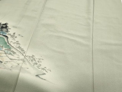 平和屋着物▼訪問着 手描き 風景文 暈し染め 金彩 正絹 逸品 CABC1475th