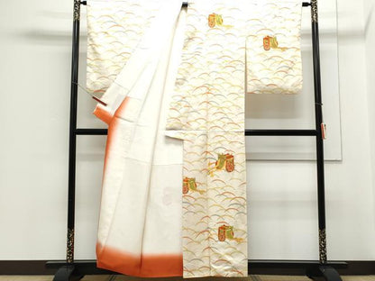 平和屋着物▼訪問着 総刺繍 駒刺繍 御所車文 金彩 正絹 逸品 CABC1491th
