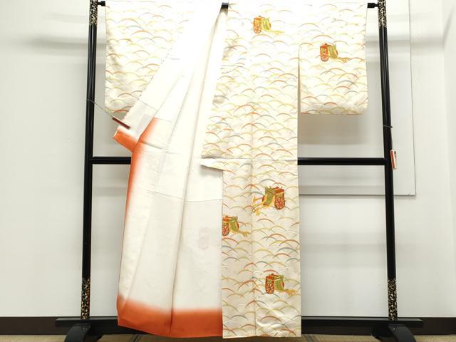 平和屋着物▼訪問着 総刺繍 駒刺繍 御所車文 金彩 正絹 逸品 CABC1491th