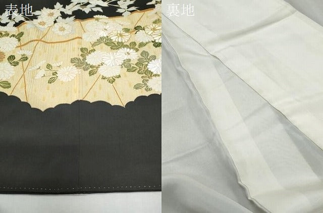 平和屋着物▼豪華黒留袖　駒刺繍　籬花文　金彩　正絹　逸品　CABC1498th