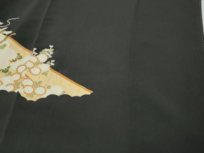 平和屋着物▼豪華黒留袖　駒刺繍　籬花文　金彩　正絹　逸品　CABC1498th
