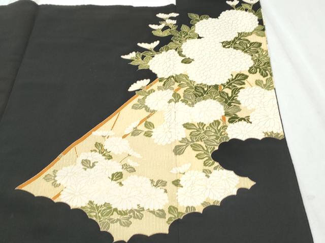 平和屋着物▼豪華黒留袖　駒刺繍　籬花文　金彩　正絹　逸品　CABC1498th