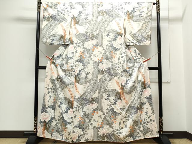 平和屋着物▼上質な小紋 花籠文 金彩 正絹 逸品 CABC1533th