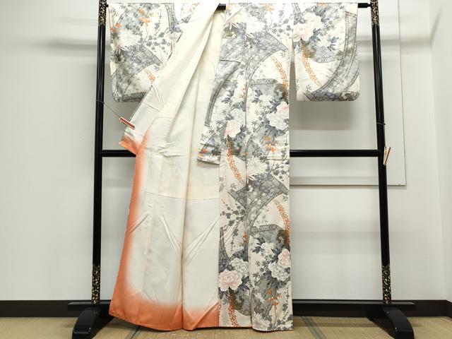 平和屋着物▼上質な小紋 花籠文 金彩 正絹 逸品 CABC1533th