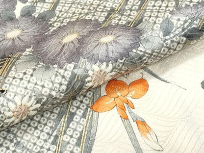 平和屋着物▼上質な小紋 花籠文 金彩 正絹 逸品 CABC1533th