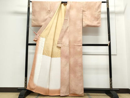 平和屋着物▼上質な小紋 舞花地紋 暈し染め 正絹 逸品 CABC1535th