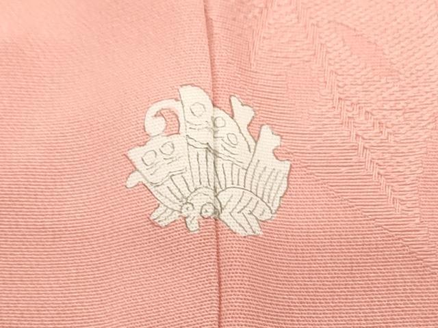 平和屋着物▼上質な色無地 更紗花唐草文 珊瑚色 正絹 逸品 CABC1540th