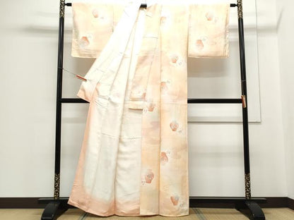 平和屋着物▼上質な小紋 地紋起こし 陶器花文 暈し染め 正絹 逸品 CABC1556th
