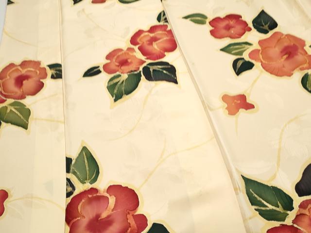 平和屋着物▼上質な小紋 地紋起こし 草花文 正絹 逸品 CABC1557th