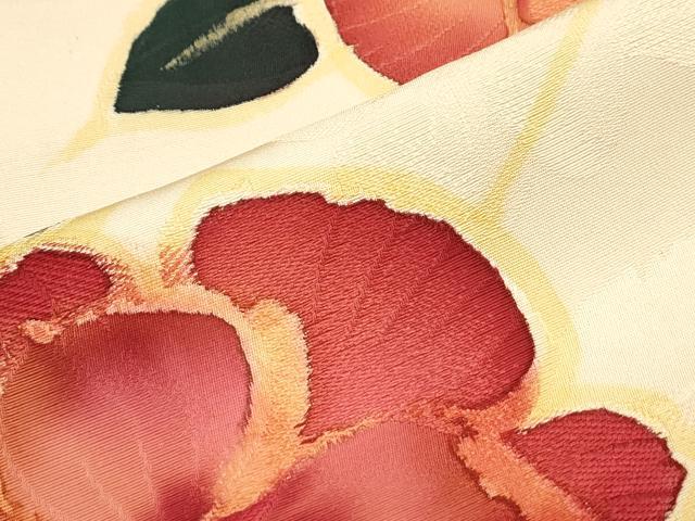 平和屋着物▼上質な小紋 地紋起こし 草花文 正絹 逸品 CABC1557th